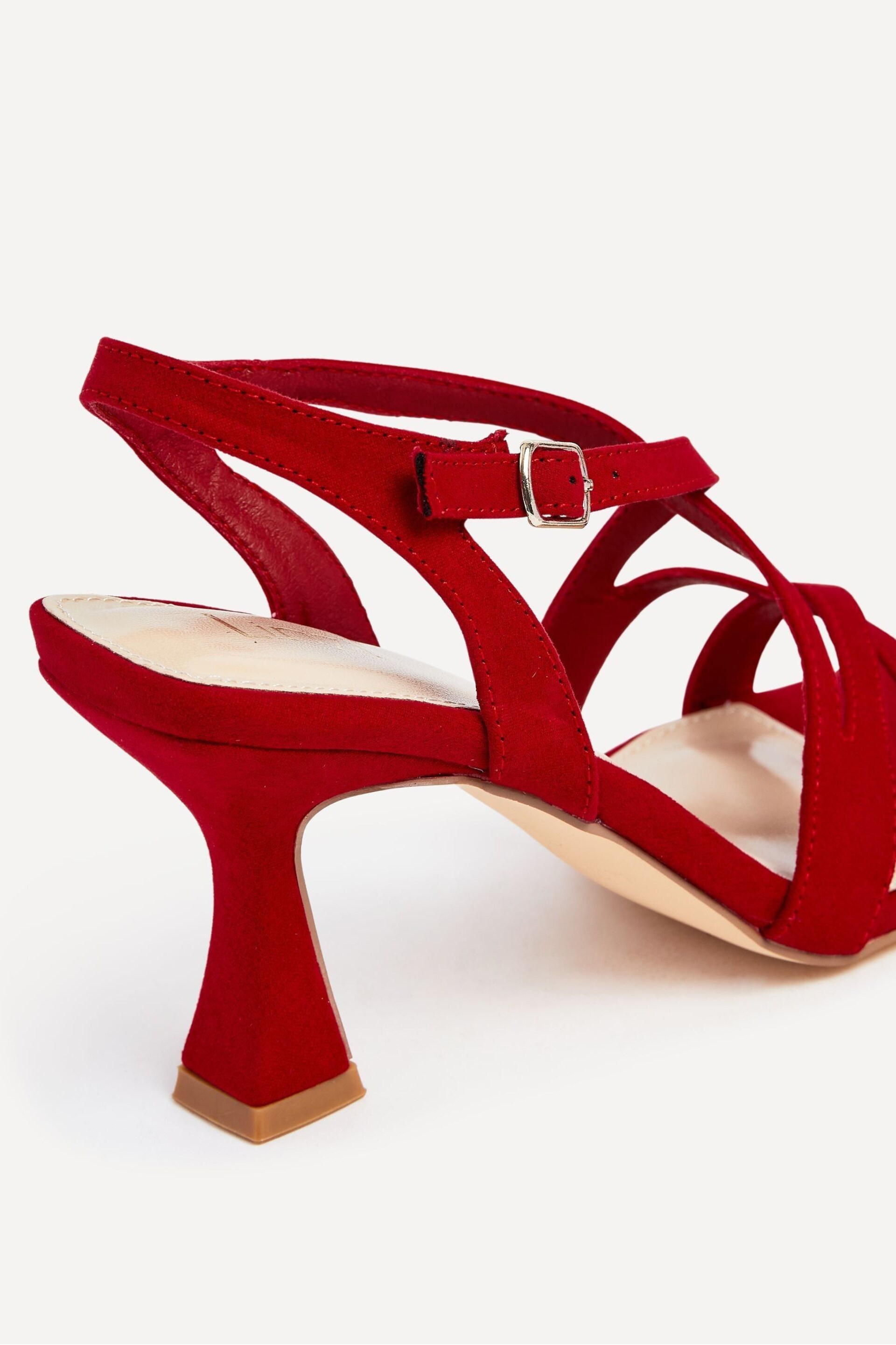 Linzi Red Liberty Open Toe Strappy Heeled Sandals With Flared Stiletto - Image 5 of 5
