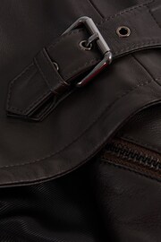 Reiss Chocolate Foster Leather Zip-Through Jacket - Image 7 of 8