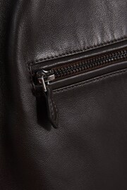 Reiss Chocolate Foster Leather Zip-Through Jacket - Image 8 of 8