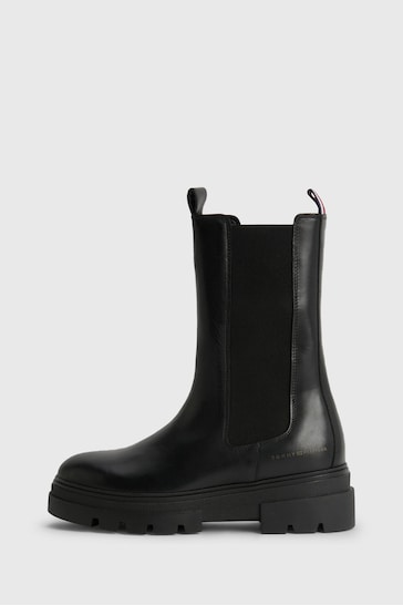 Tommy Hilfiger High Rise Chelsea Black Boots