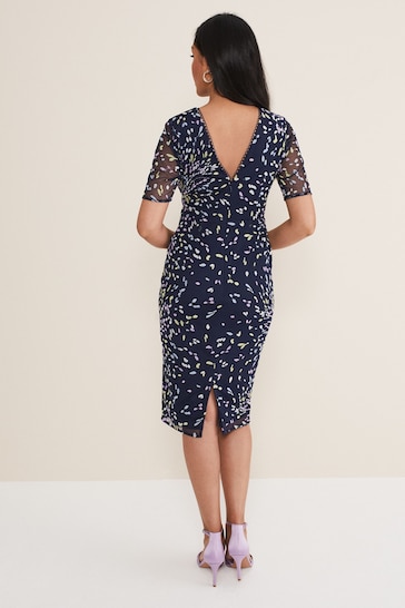 Phase Eight Petite Blue Aileena Embroidered Dress
