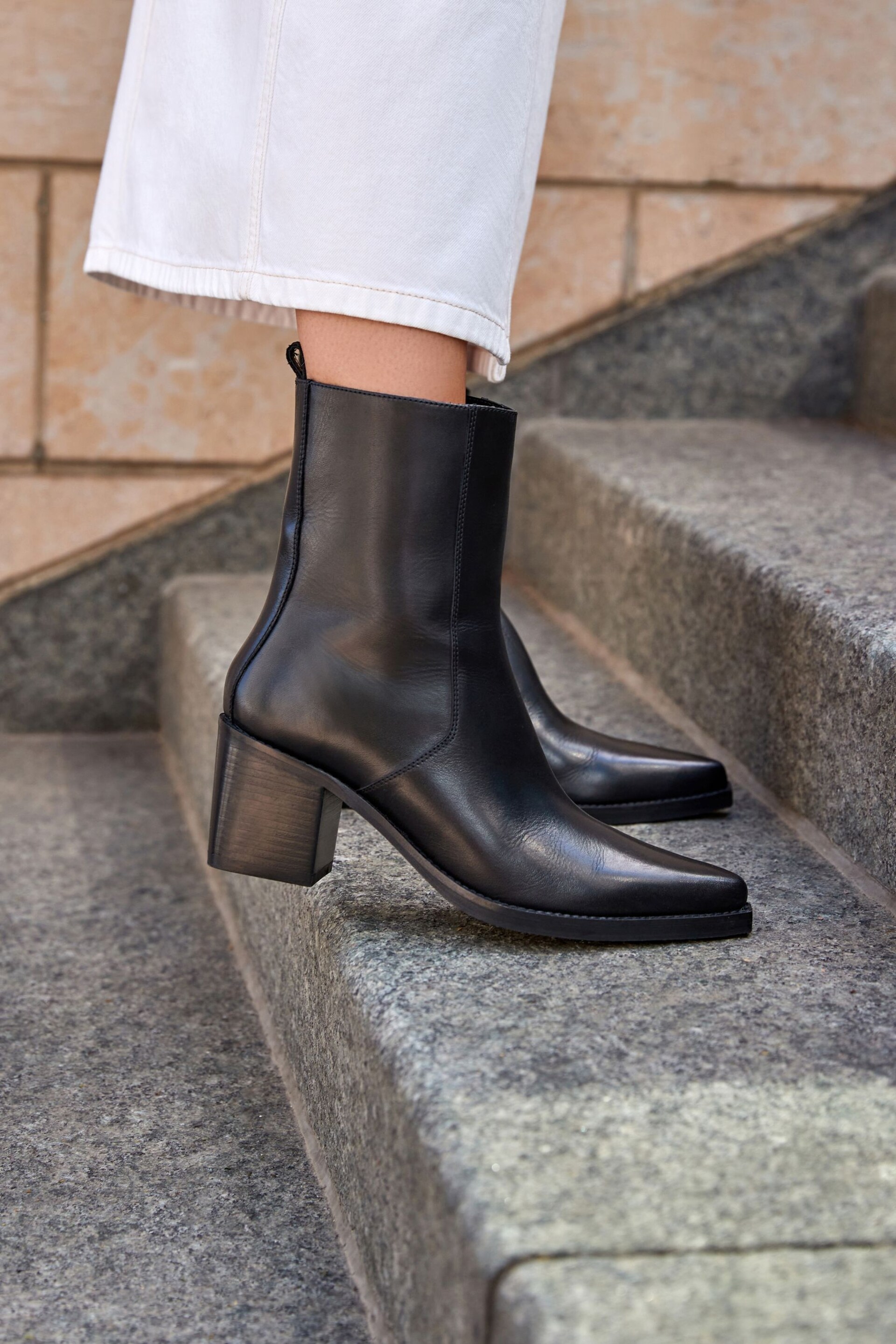 Black Forever Comfort® Point Toe Heeled Ankle Boots - Image 4 of 9