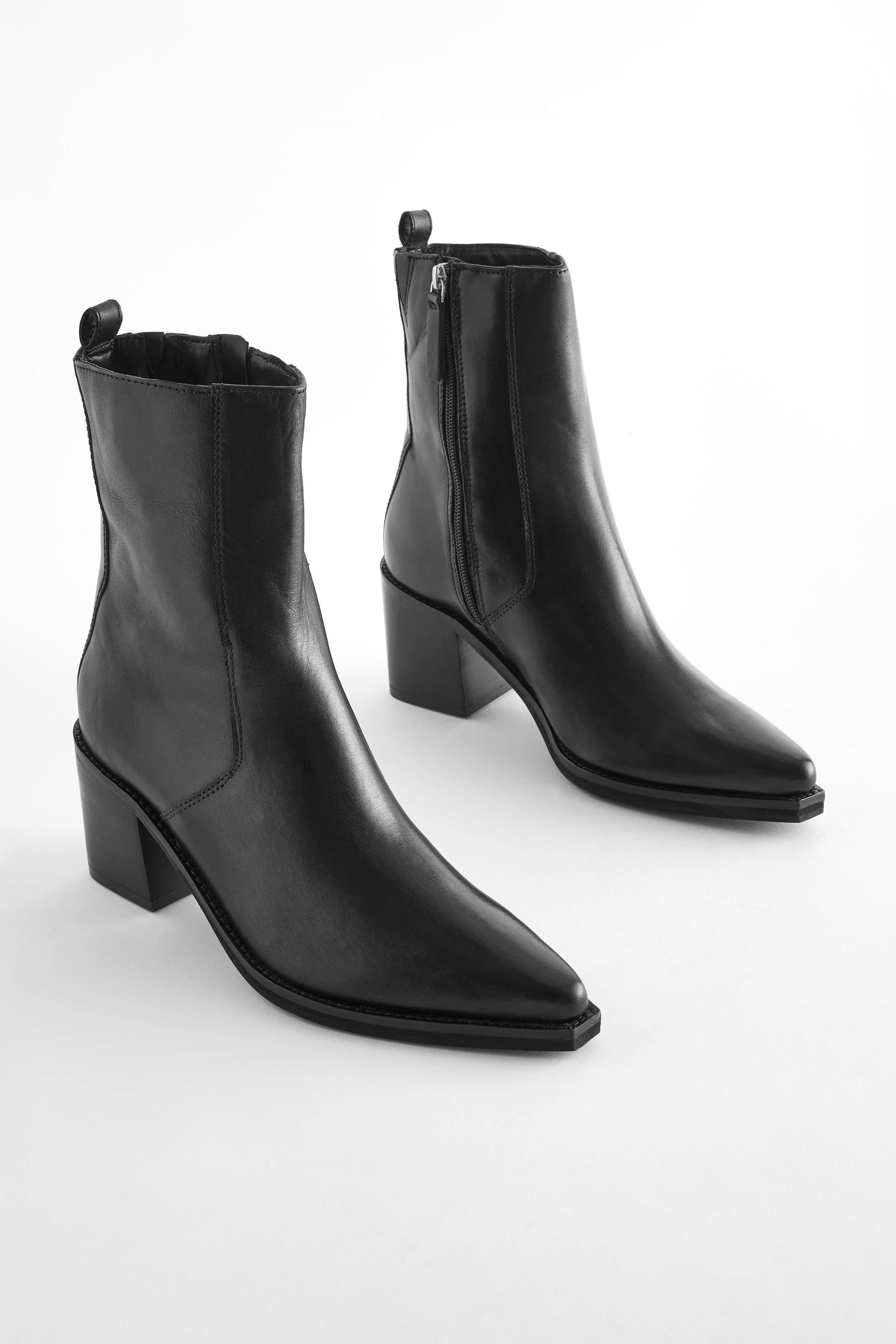 Buy Black Forever Comfort Point Toe Heeled Ankle Boots from the