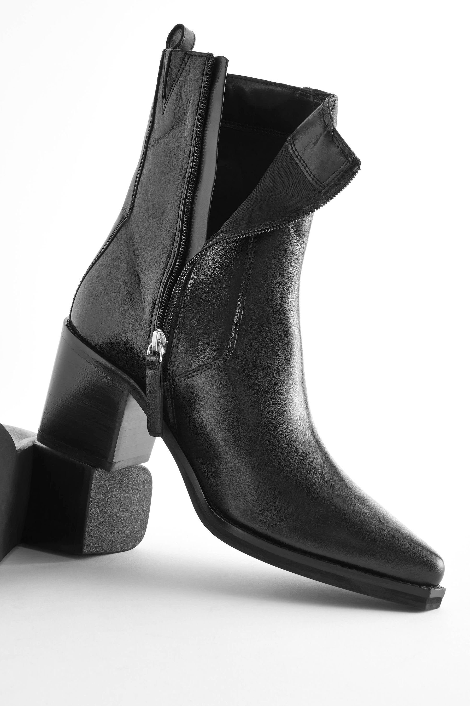 Buy Black Forever Comfort Point Toe Heeled Ankle Boots from the