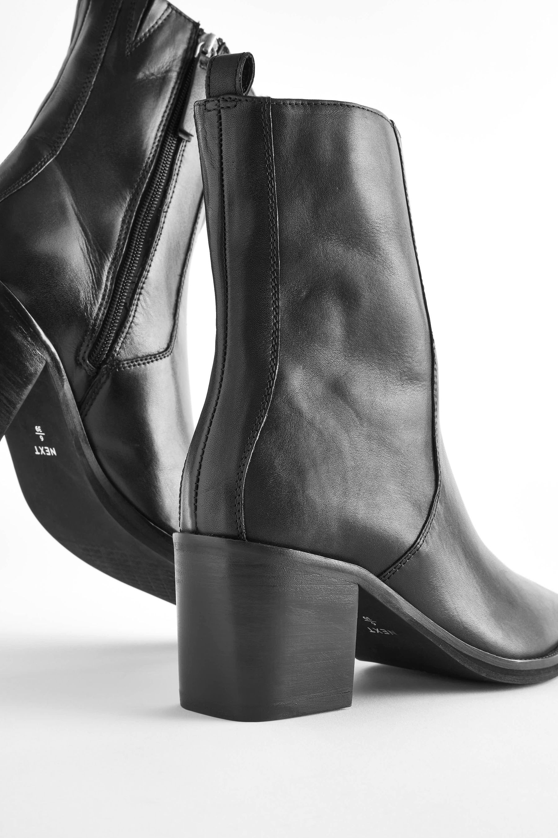 Buy Black Forever Comfort Point Toe Heeled Ankle Boots from Next Luxembourg