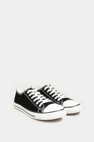 Long Tall Sally Black Canvas Low Trainers