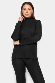 Long Tall Sally Grey Ribbed High Neck Top - Image 1 of 4