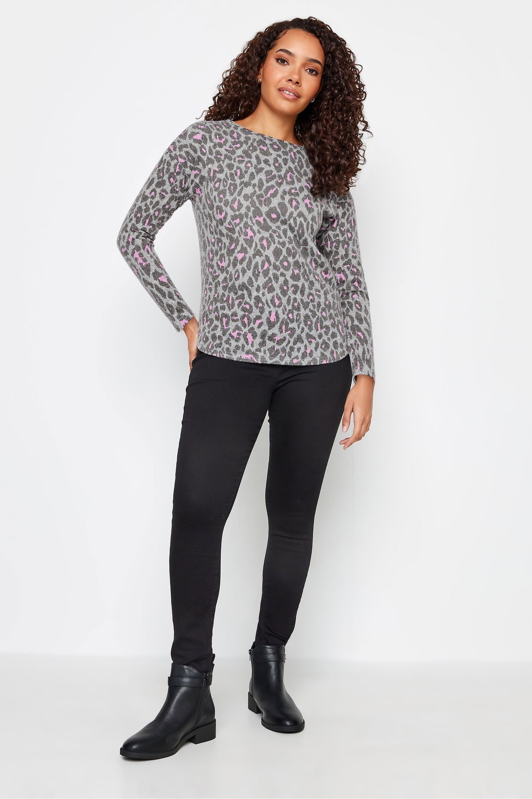 Leopard print polo neck jumper shop