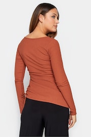 Long Tall Sally Brown Textured Ruched Side Top - Image 3 of 4