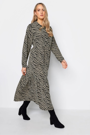 Long Tall Sally Black Zebra Print Tiered Maxi Dress
