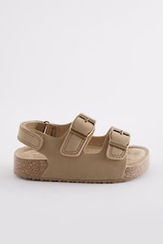 Stone Beige Wide Fit (G) Double Buckle Cushioned Footbed Sandals - Image 3 of 6