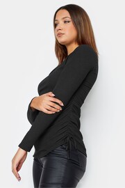 Long Tall Sally Black Textured Ruched Side Top - Image 4 of 4