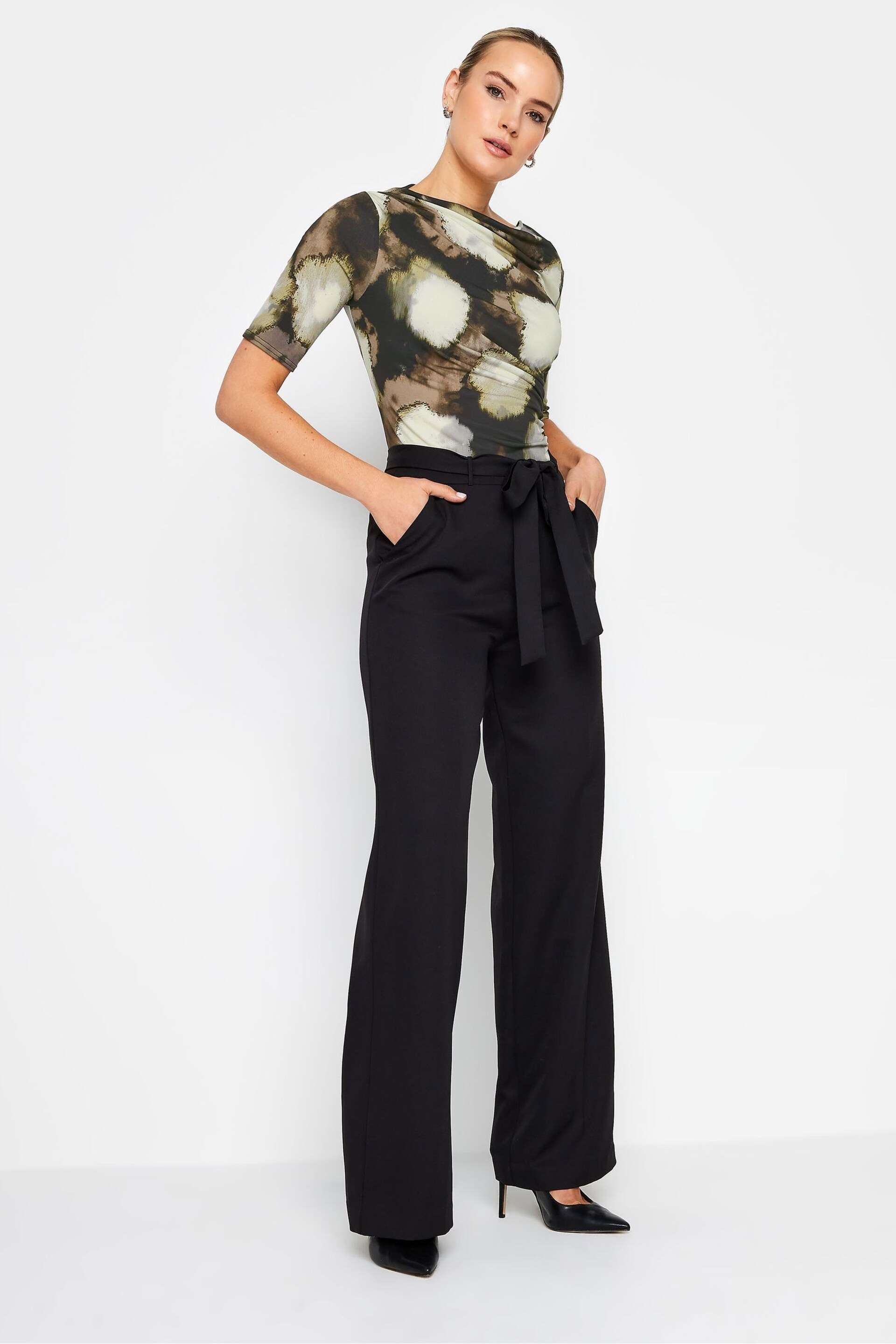 Long Tall Sally Brown Printed Draped Top - Image 3 of 4