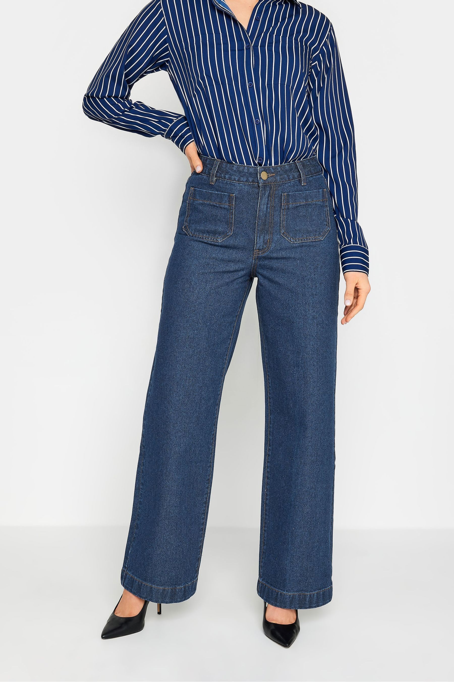 Buy Long Tall Sally Indigo Blue Pocket Detail Wide Leg 100 Cotton Jeans from the Next UK online shop