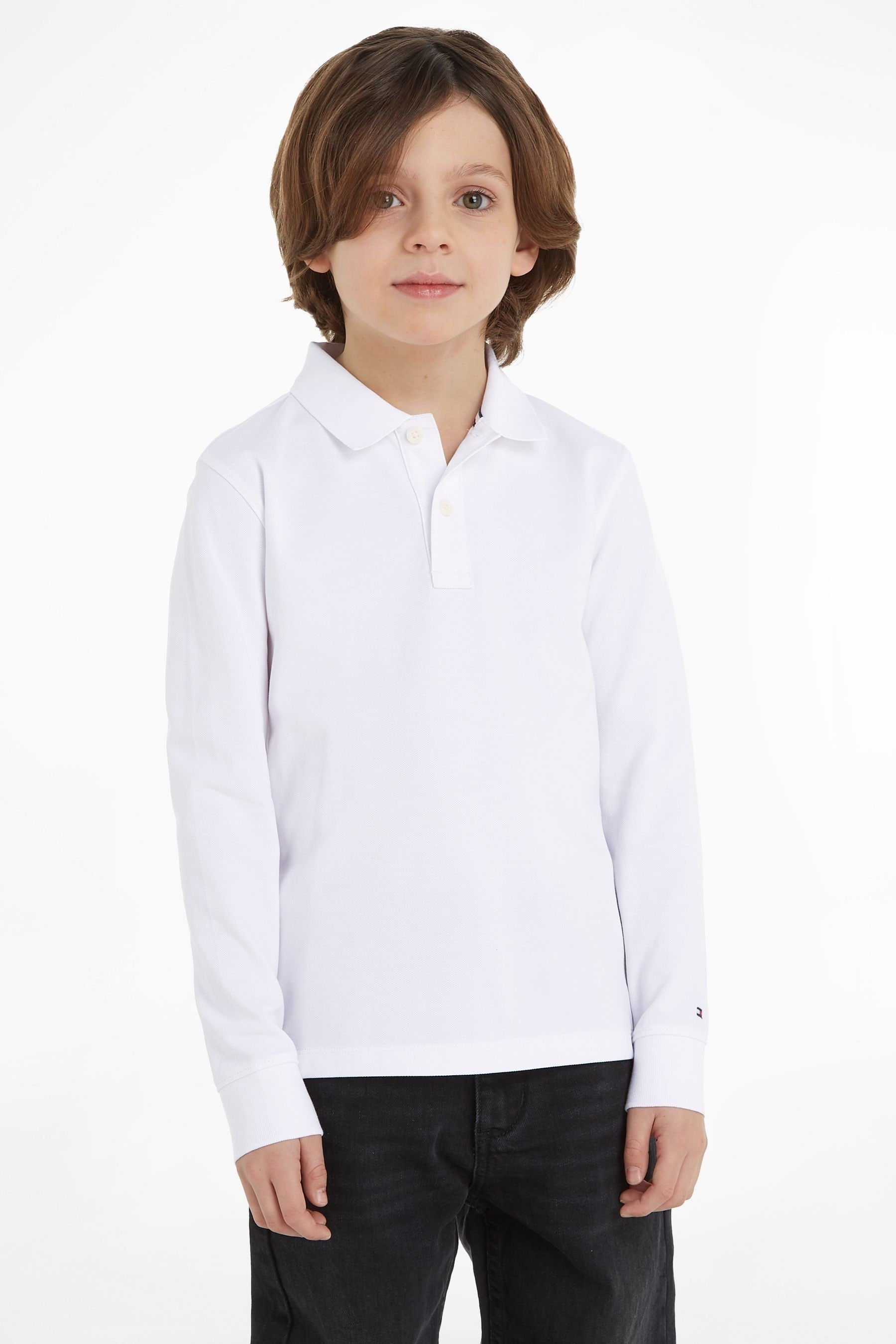 Tommy Hilfiger White Essential Long Sleeve Polo Shirt 67years Boys