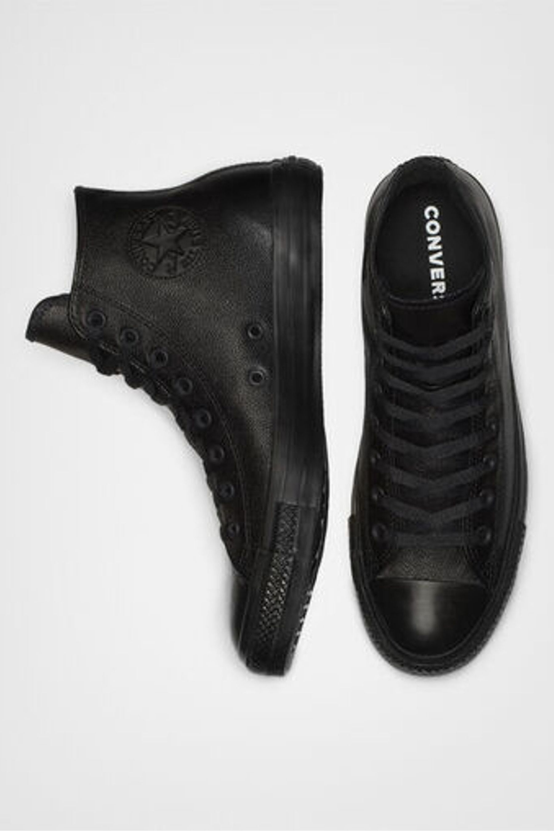 High top converse black leather clearance