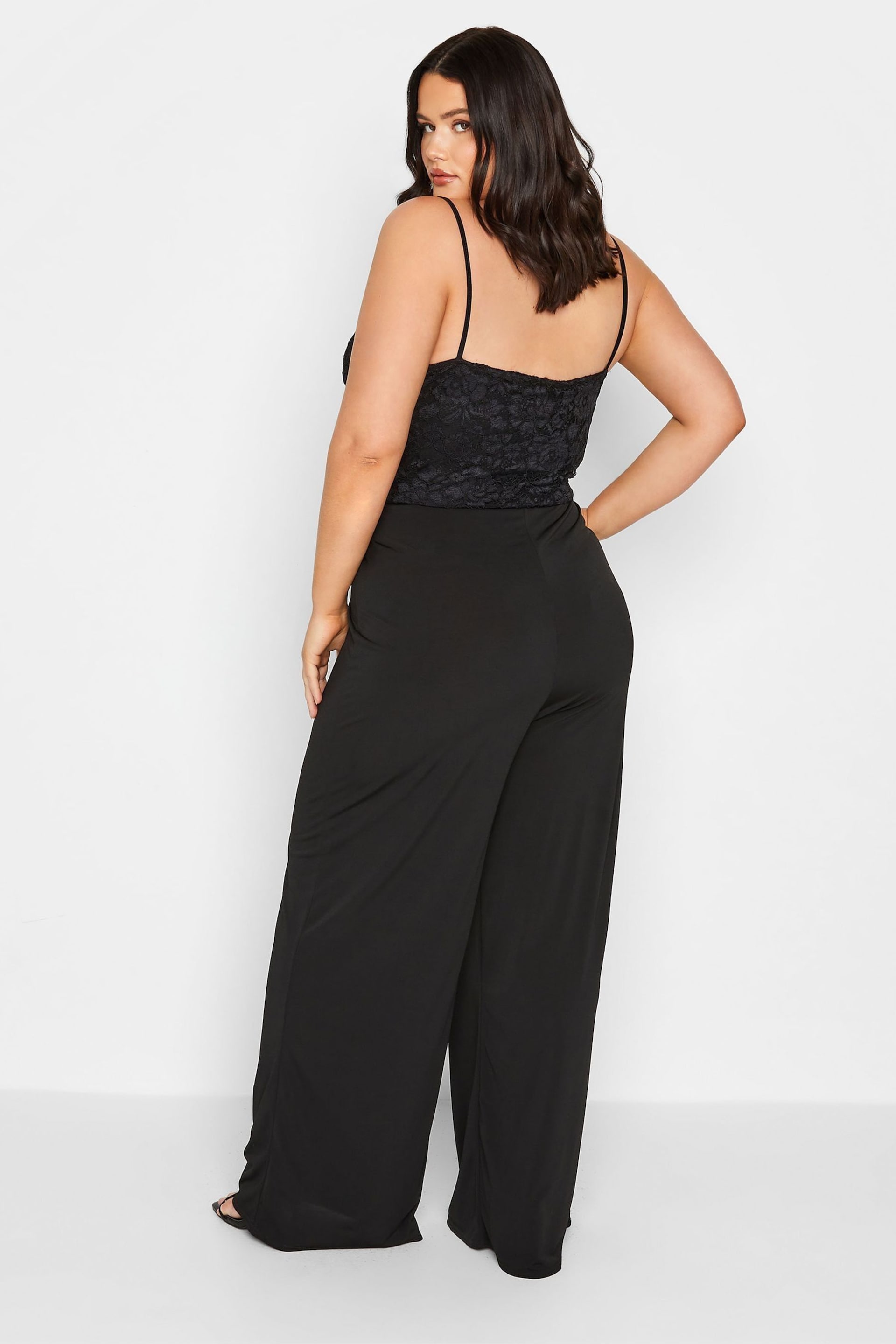 Long Tall Sally Black Lace Cami Stretch Jumpsuit - Image 2 of 4