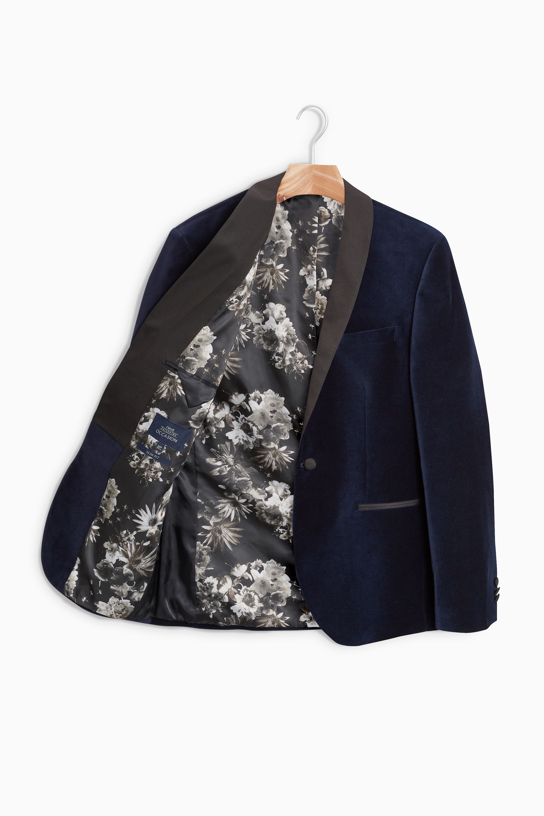 Buy Navy Blue Slim Velvet Jacket from Next Luxembourg