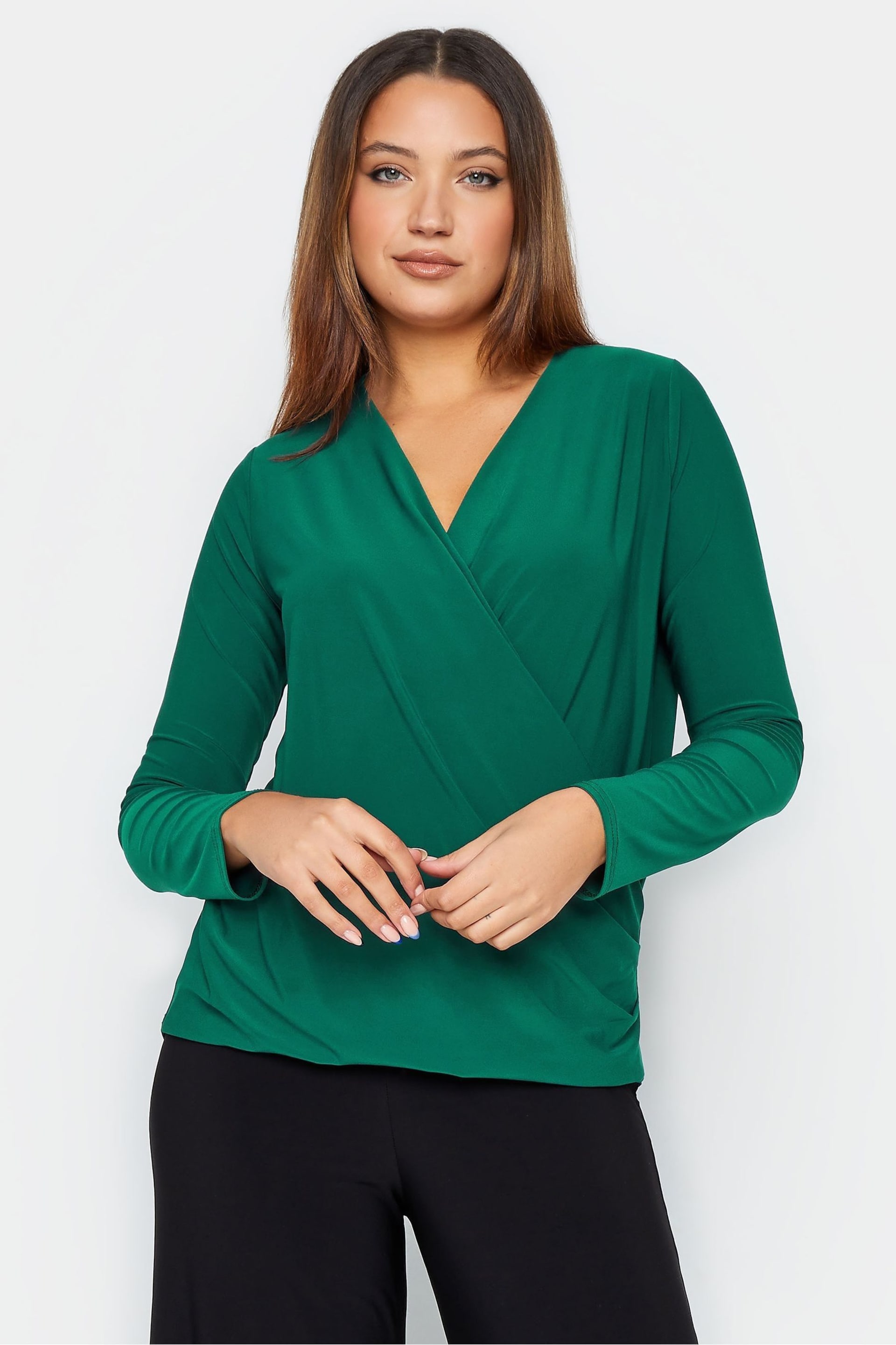 Long Tall Sally Green ITY Wrap Top - Image 1 of 4