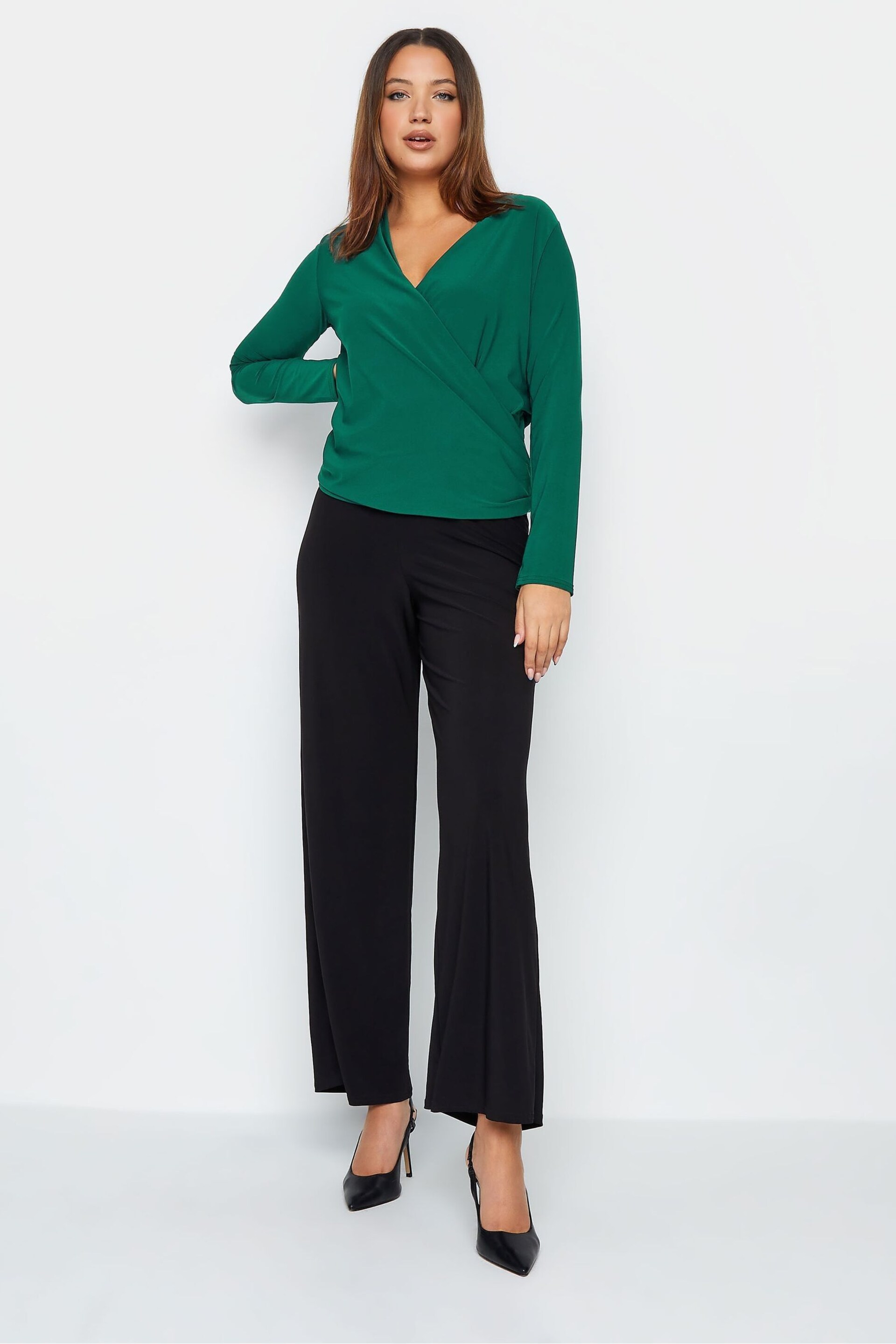 Long Tall Sally Green ITY Wrap Top - Image 2 of 4