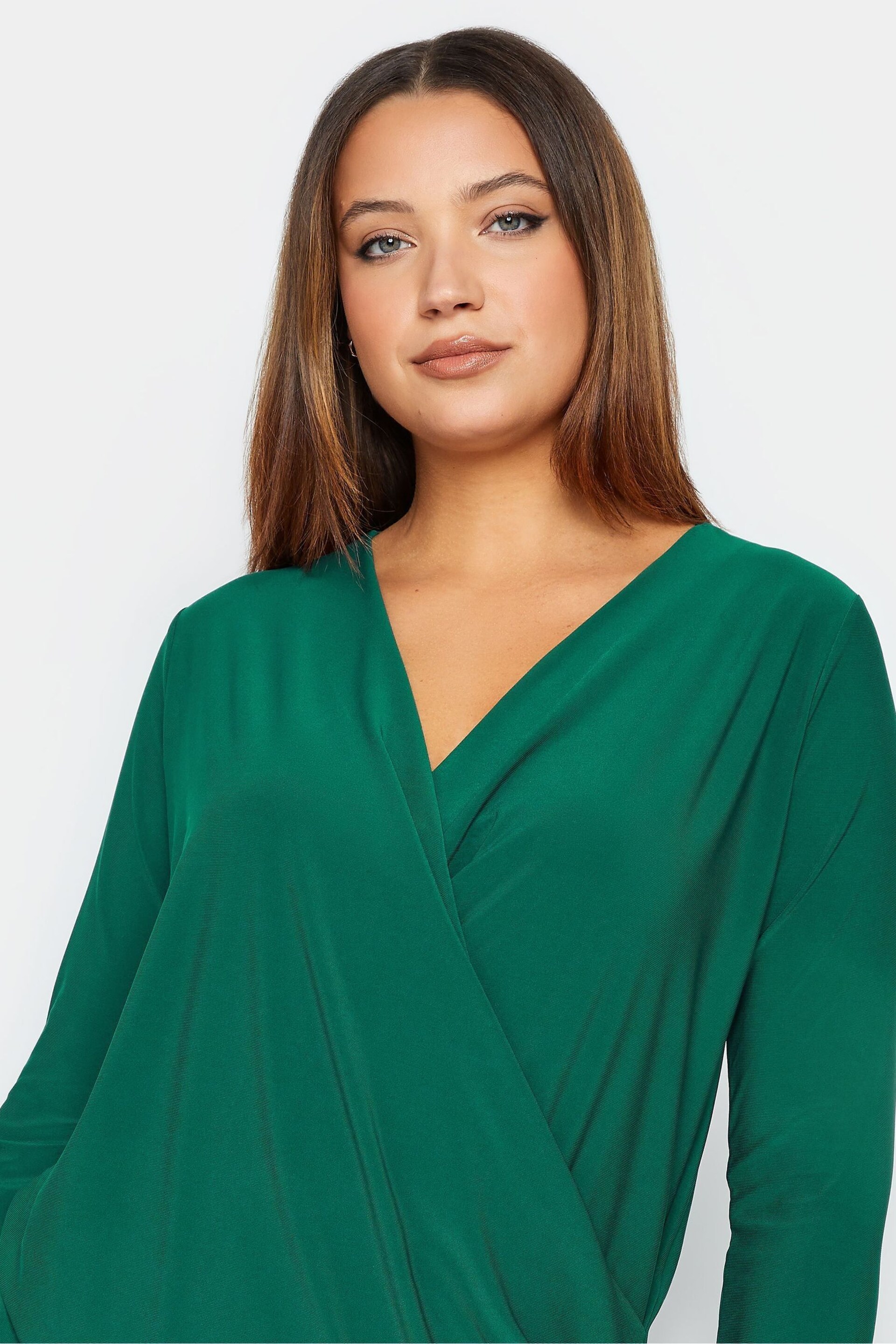 Long Tall Sally Green ITY Wrap Top - Image 4 of 4