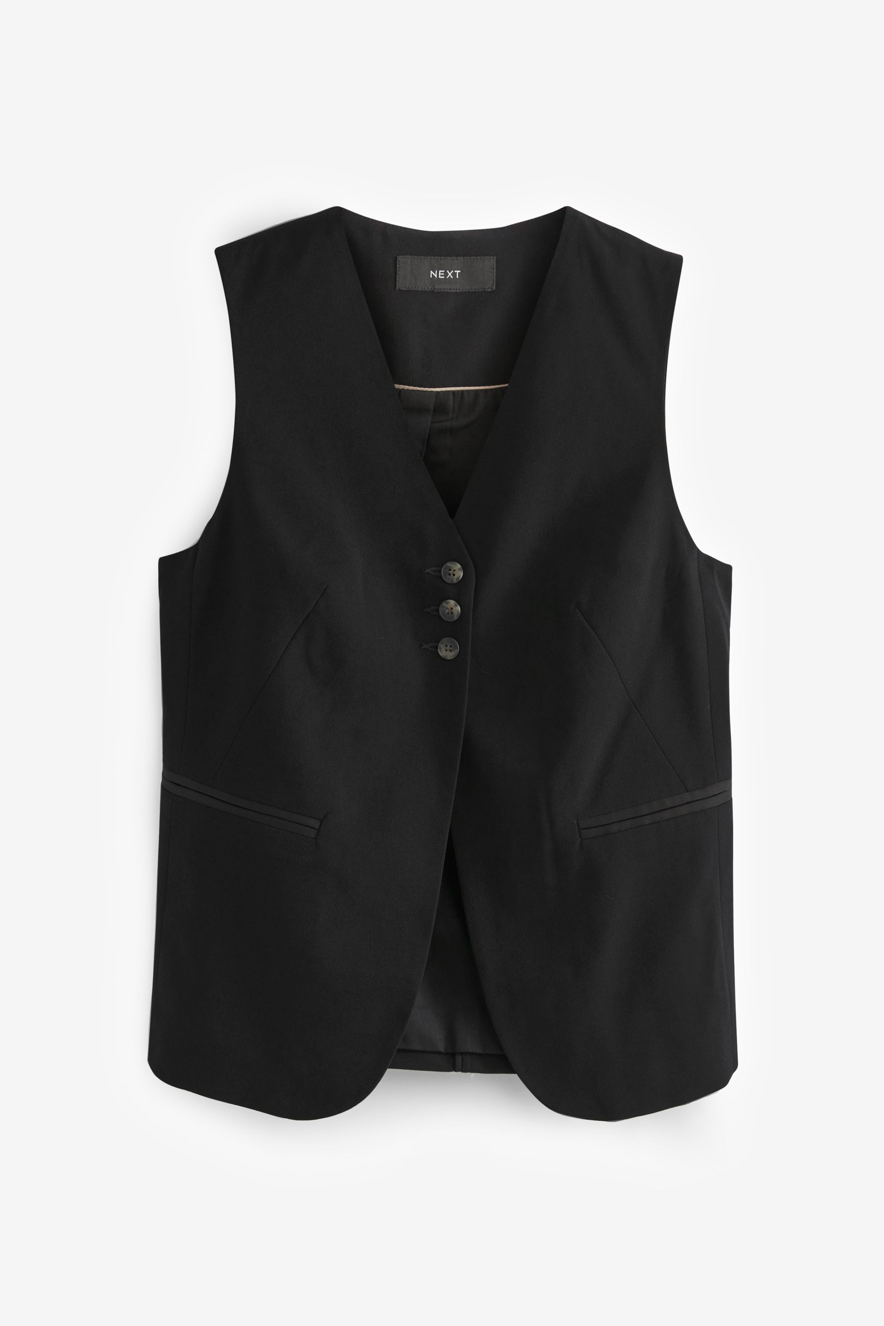 Buy Black Tailored Crepe Longline Waistcoat from Next United Arab Emirates