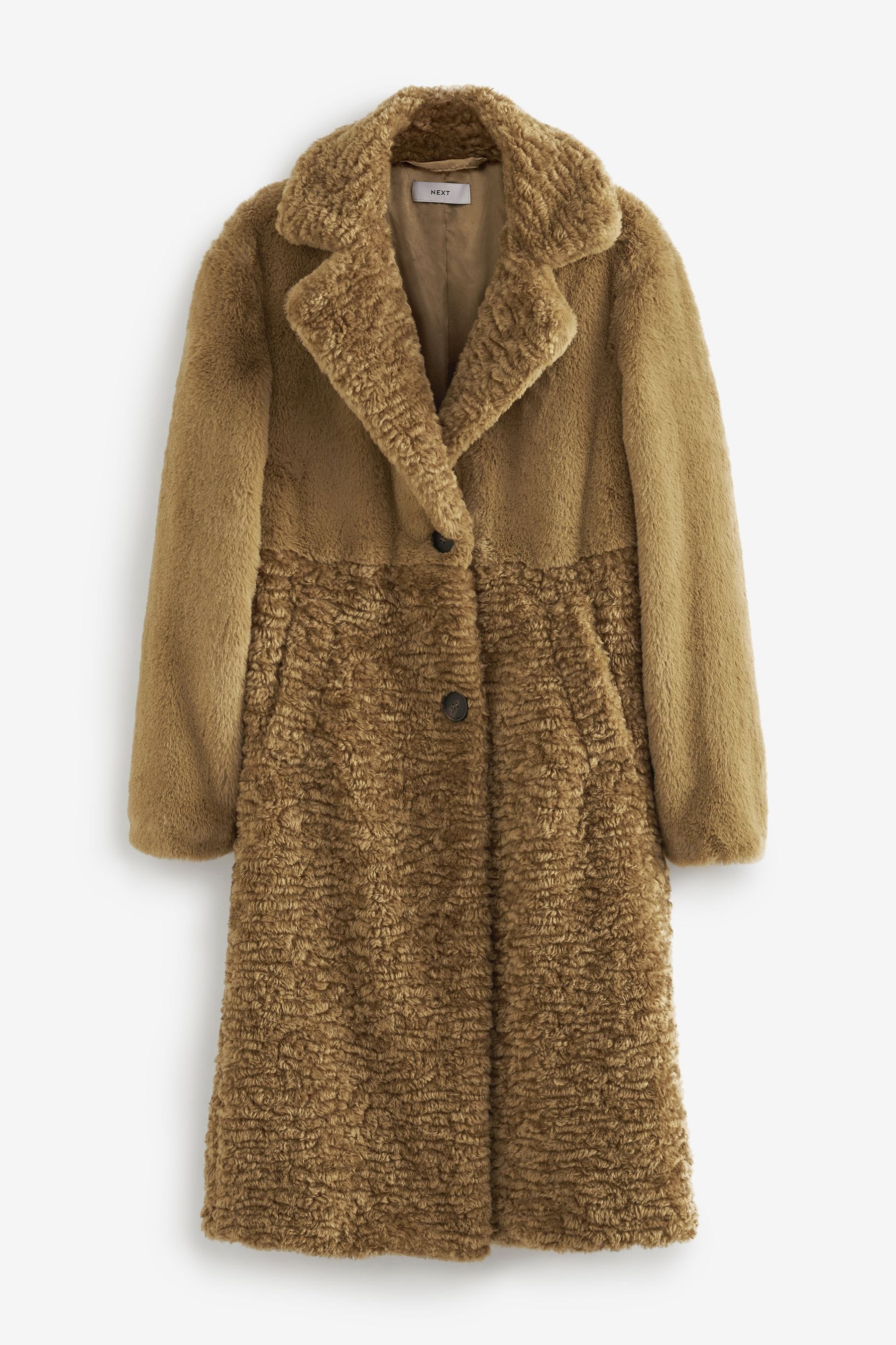 Buy Olive Green Longline Faux Fur Coat from Next Luxembourg