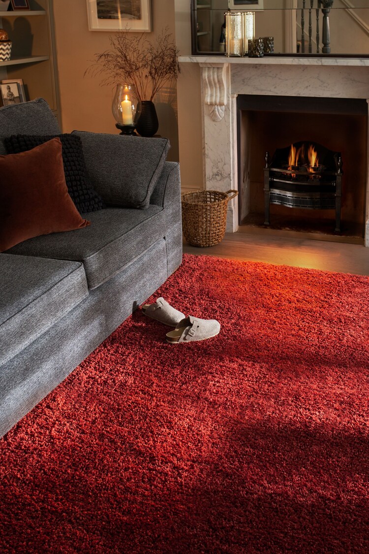 Rust Red Premium Cosy Shaggy Rug - Image 1 of 9