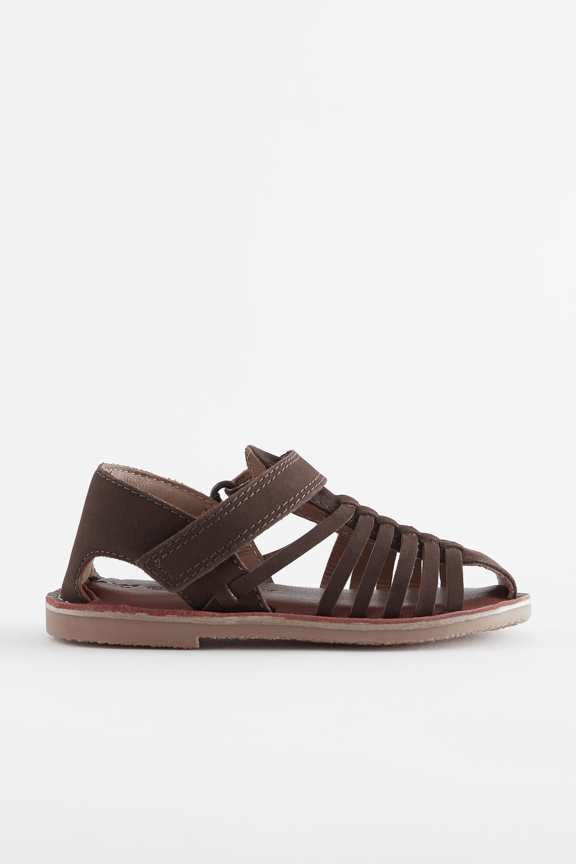 Chocolate Brown Leather Closed Toe Sandals - Image 2 of 5