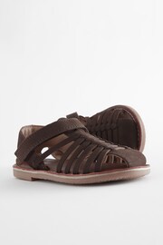 Chocolate Brown Leather Closed Toe Sandals - Image 3 of 5