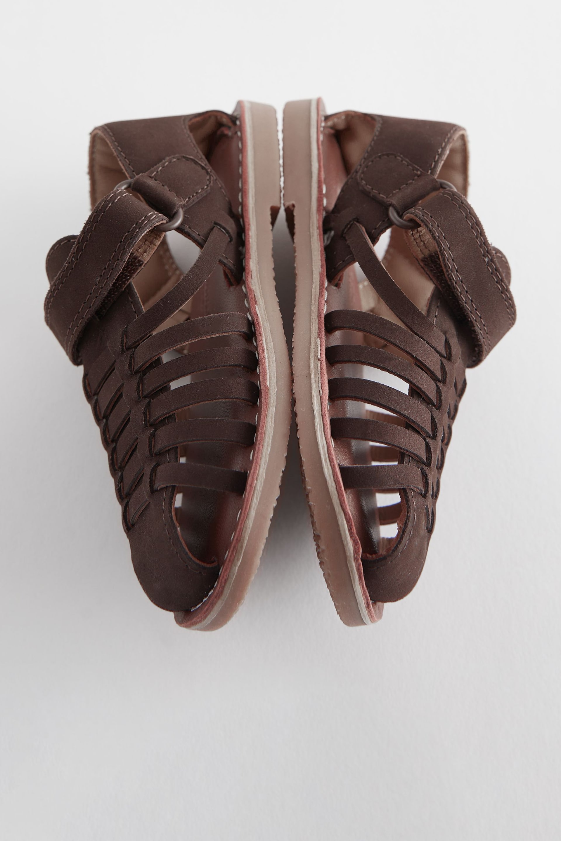 Chocolate Brown Leather Closed Toe Sandals - Image 4 of 5