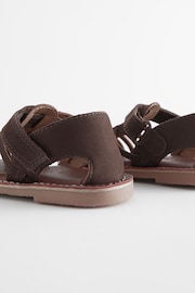 Chocolate Brown Leather Closed Toe Sandals - Image 5 of 5