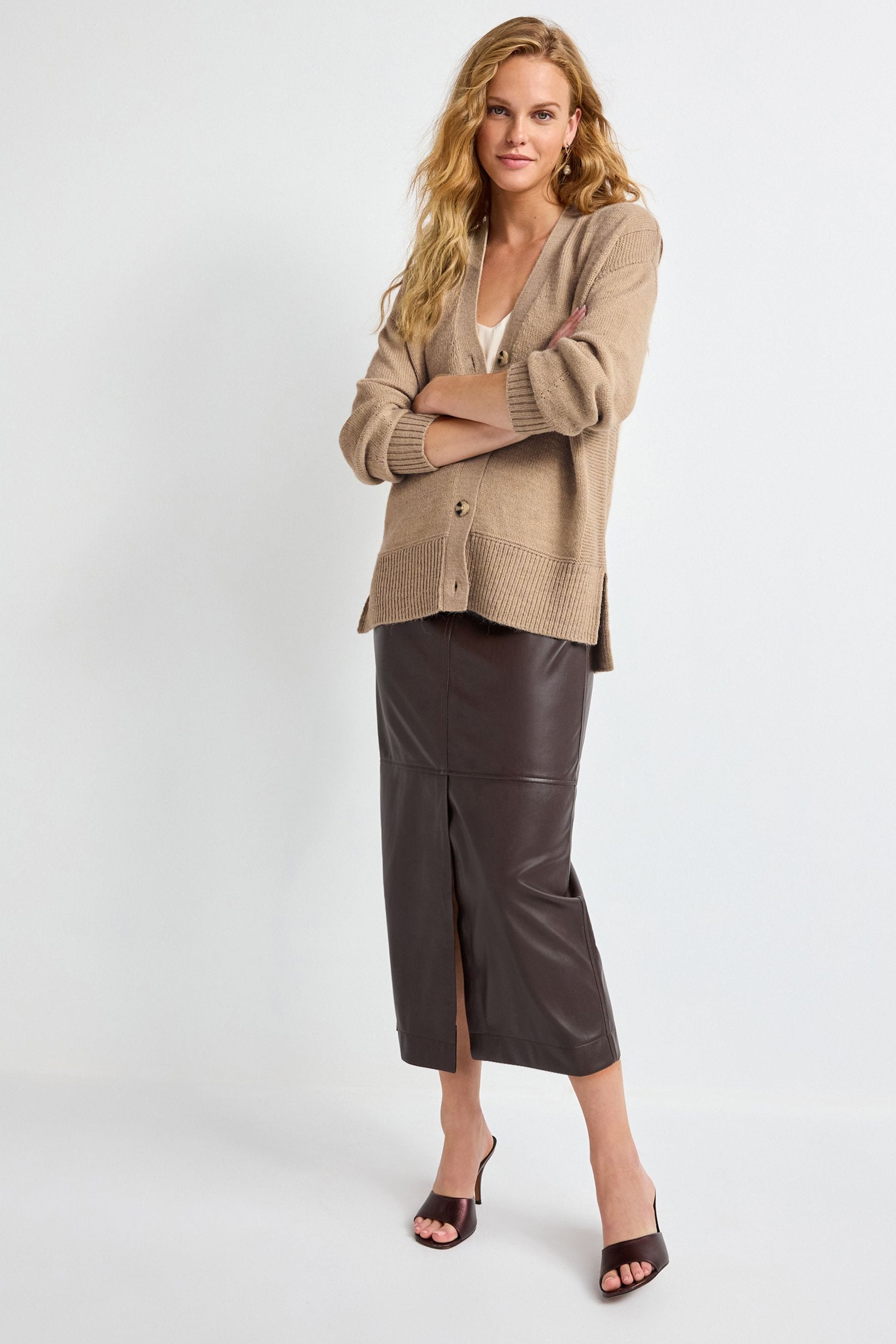 Buy Camel Brown Textured Cardigan from Next Luxembourg