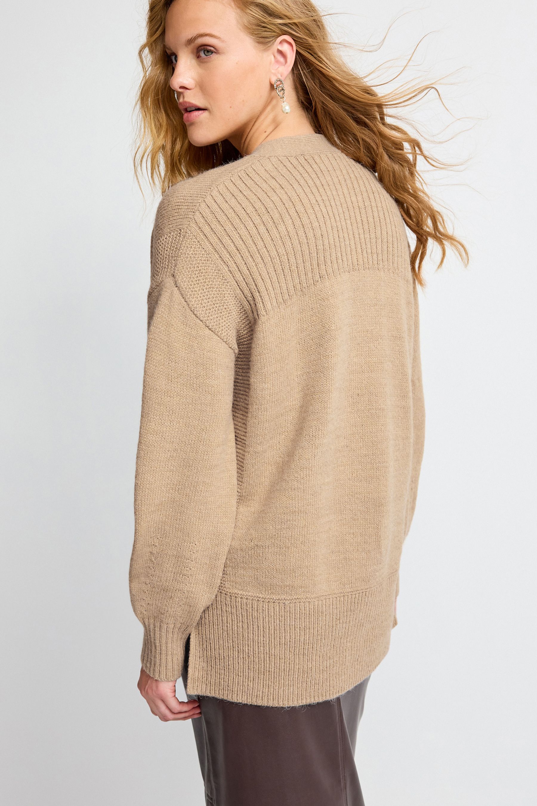 Buy Camel Brown Textured Cardigan from Next Luxembourg