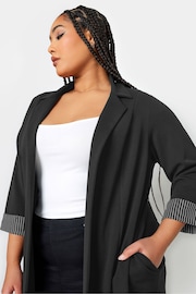 Yours Curve Black Pinstripe Turn Up Blazer - Image 4 of 4