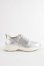 Silver Signature Leather Weave Detail Chunky Trainers - Image 4 of 9