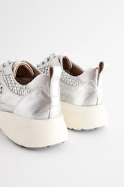 Silver Signature Leather Weave Detail Chunky Trainers - Image 5 of 9
