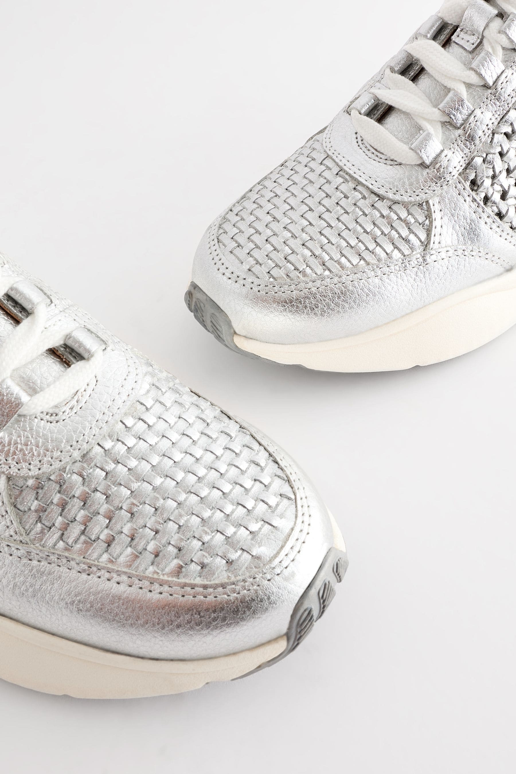 Buy Silver Signature Leather Weave Detail Chunky Trainers from Next Luxembourg