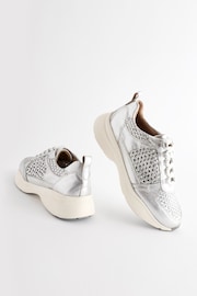 Silver Signature Leather Weave Detail Chunky Trainers - Image 8 of 9