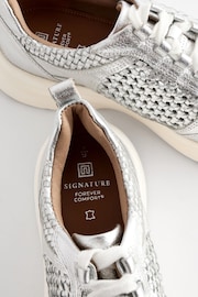 Silver Signature Leather Weave Detail Chunky Trainers - Image 9 of 9