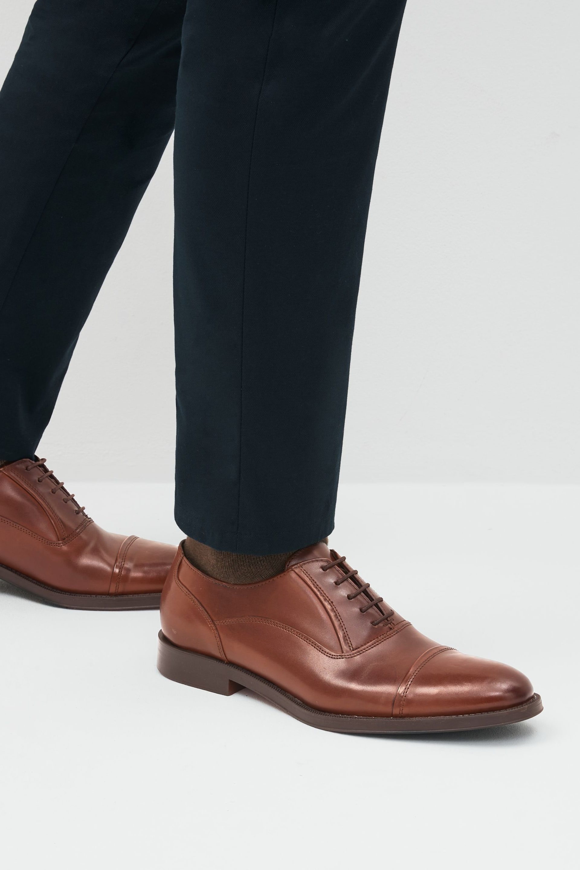 Brown Leather Oxford Toecap Shoes - Image 1 of 6