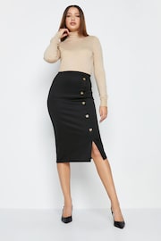 Long Tall Sally Black Button Detail Midi Skirt - Image 2 of 4