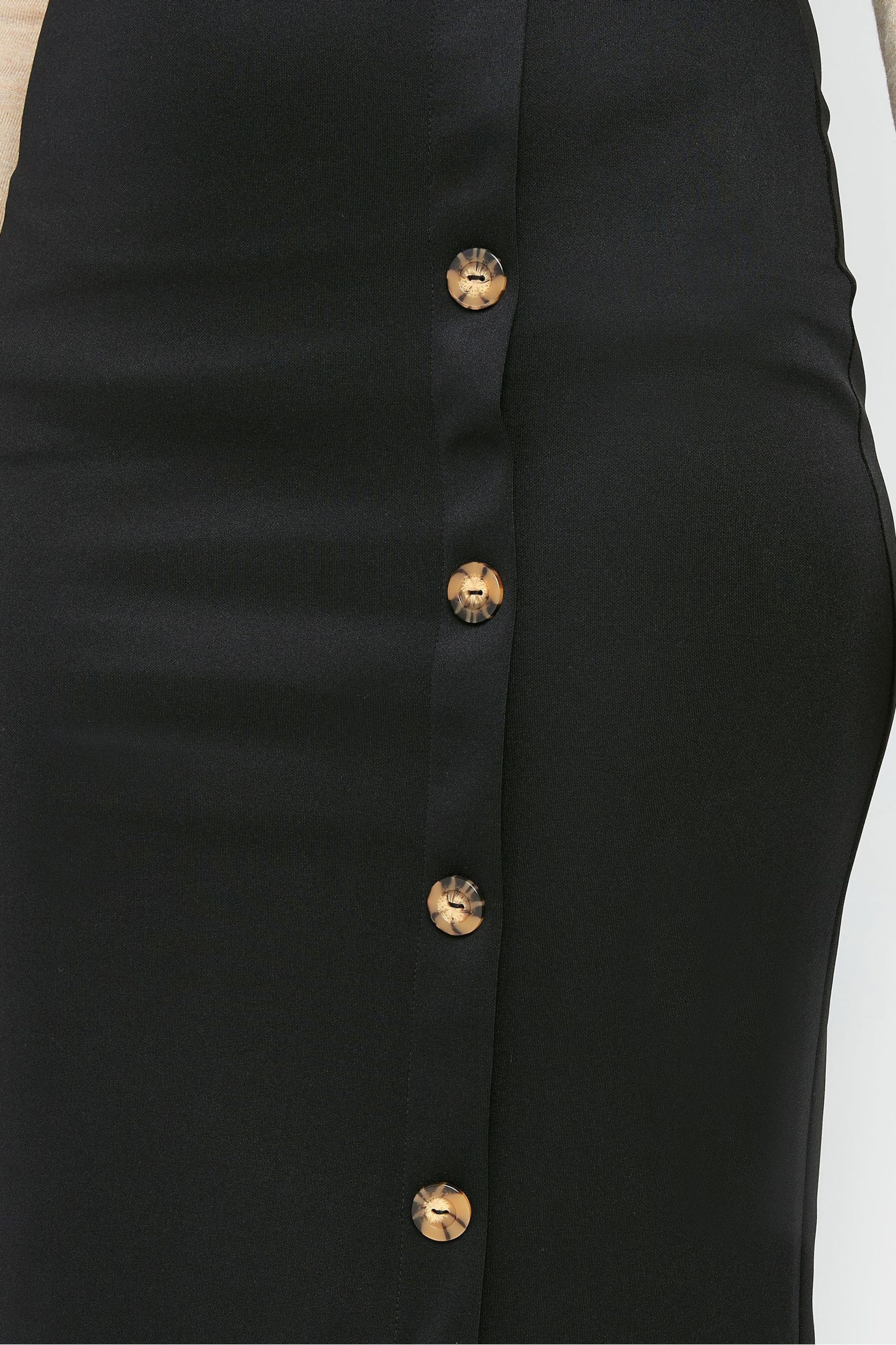 Long Tall Sally Black Button Detail Midi Skirt - Image 4 of 4