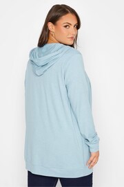 Yours Curve Blue Soft Touch Ribbed Zip Hoodie - Image 2 of 4