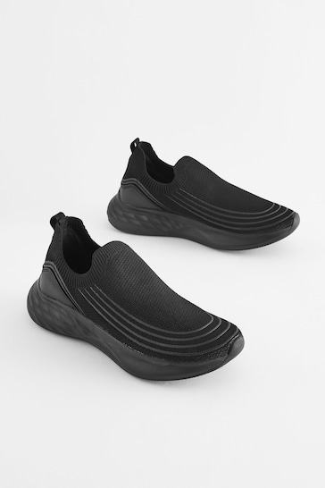 Black Active Sports Slip On Trainers