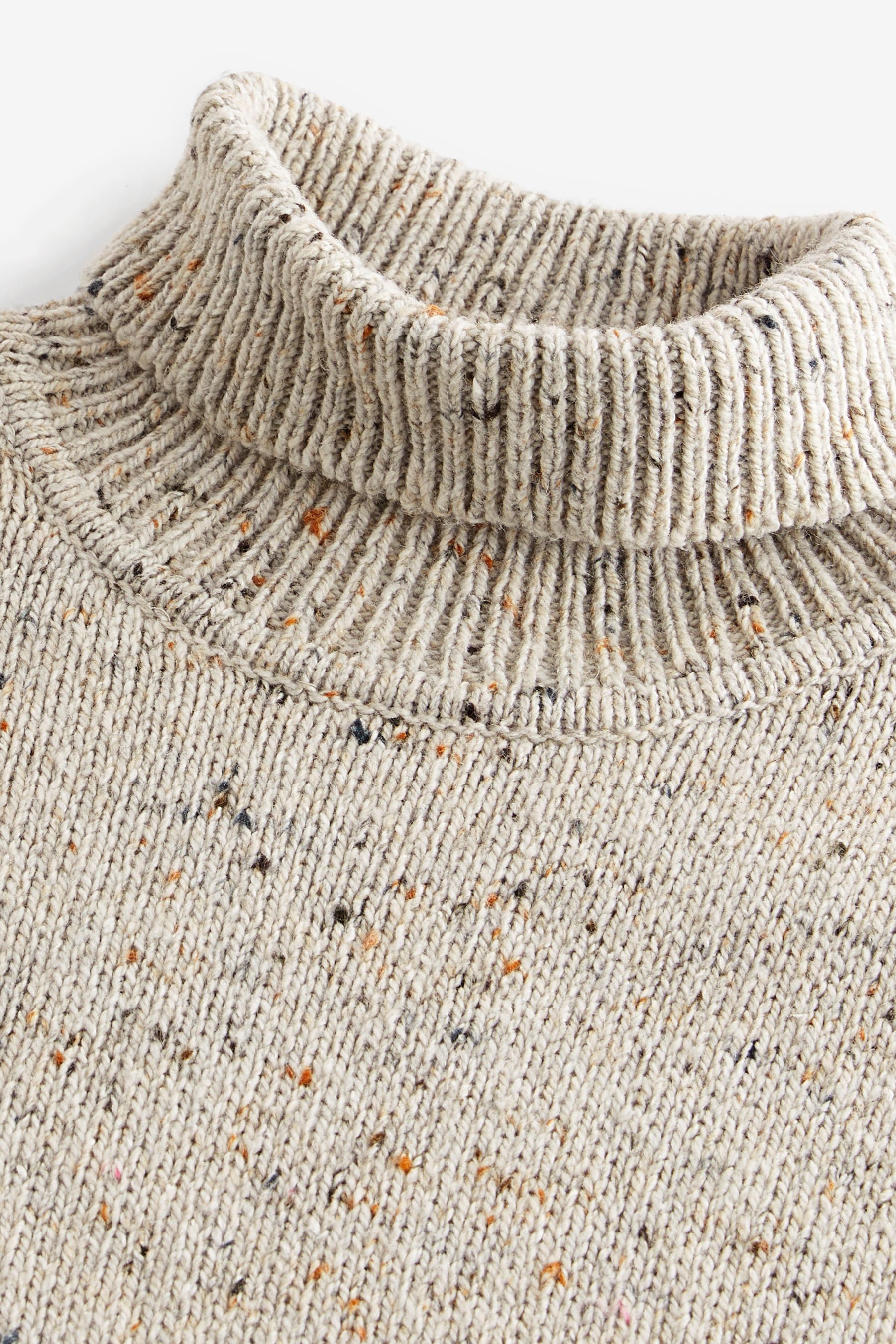 Buy Neutral Regular Flecked Knitted Roll Neck Jumper from Next Luxembourg