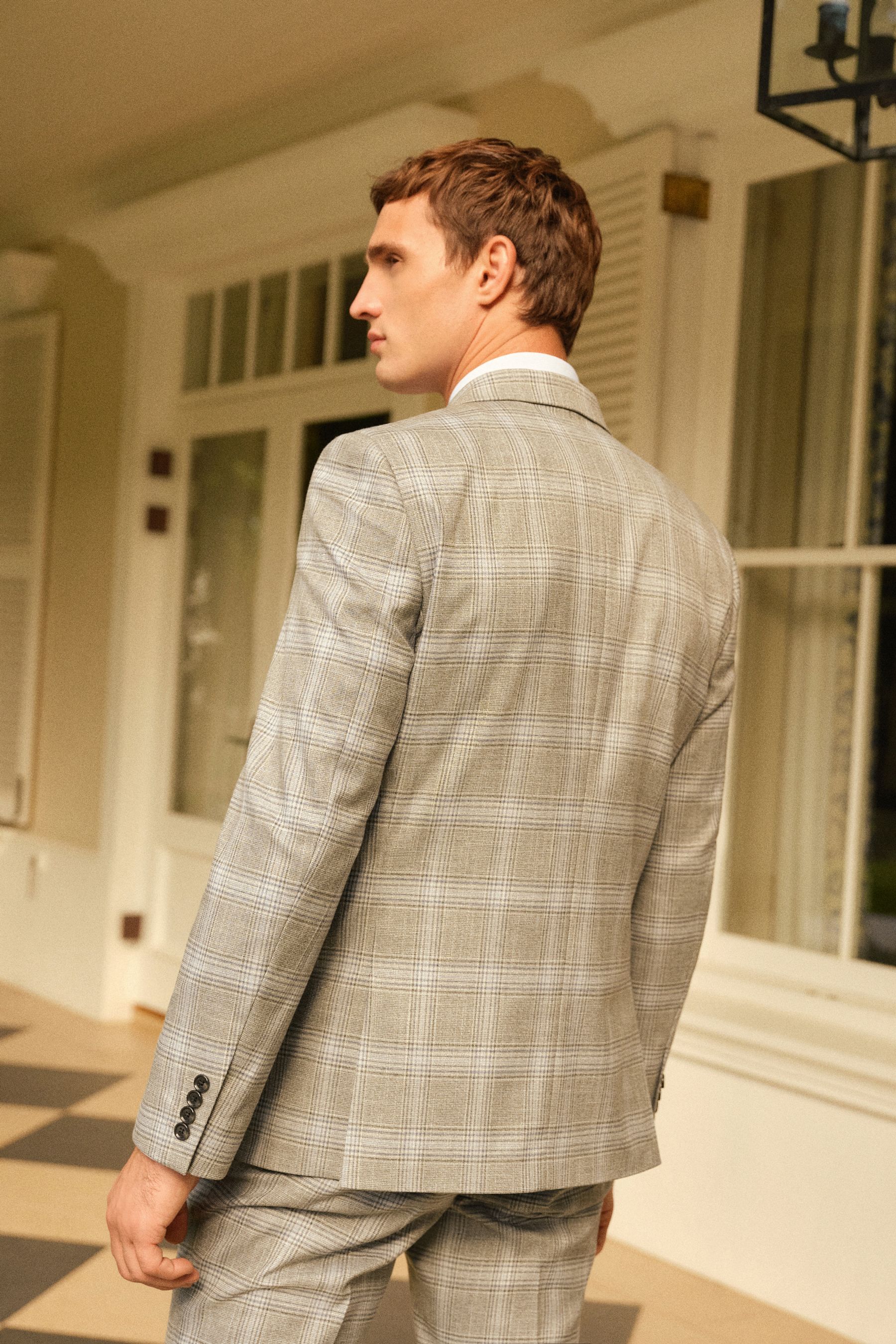 Double breasted check jacket sale