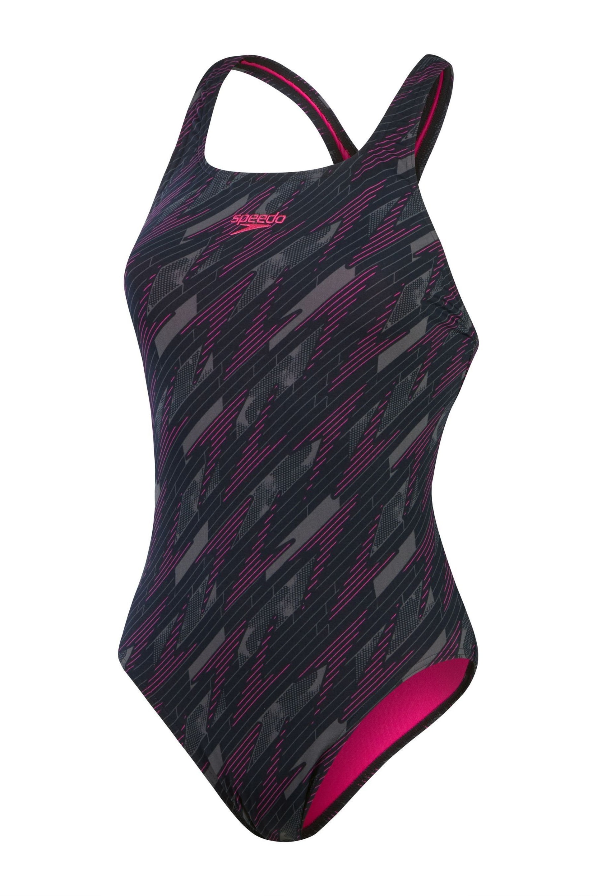 Speedo Black/Pink Womens Hyper Boom All-Over Medalist Swimsuit - Image 2 of 6