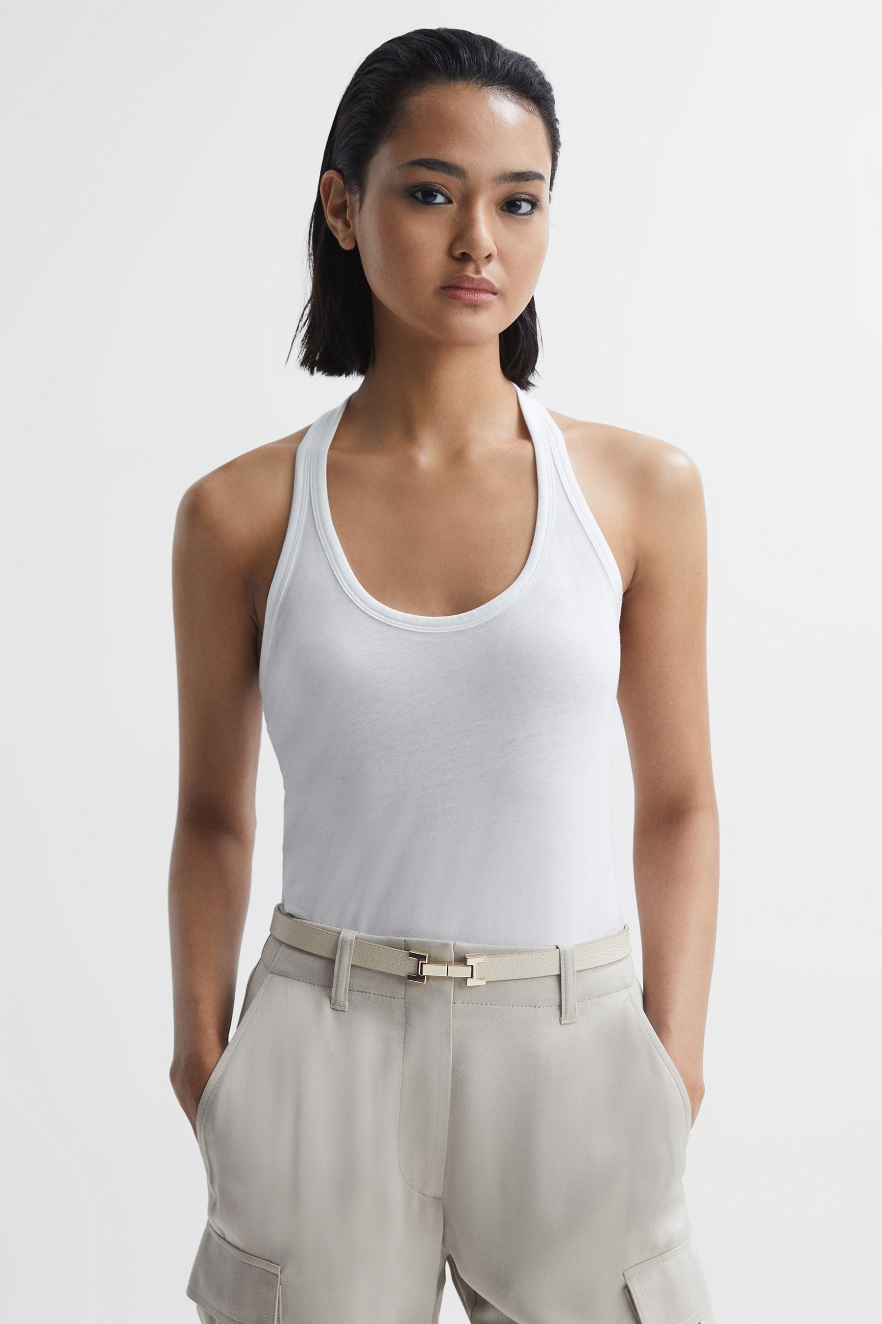 White halter vest top