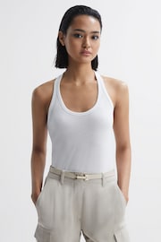 Reiss White Molly Cotton Halter Neck Vest - Image 1 of 5